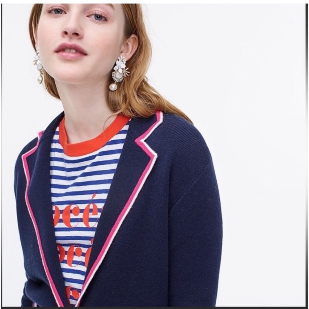 J. Crew Navy Blazer with Pink Trim